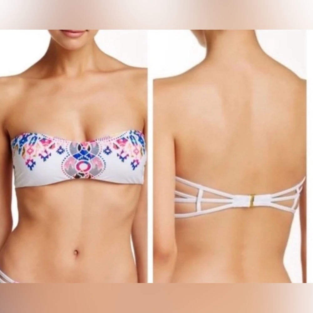 NWT Red Carter bandeau bikini top- white with multicolor print